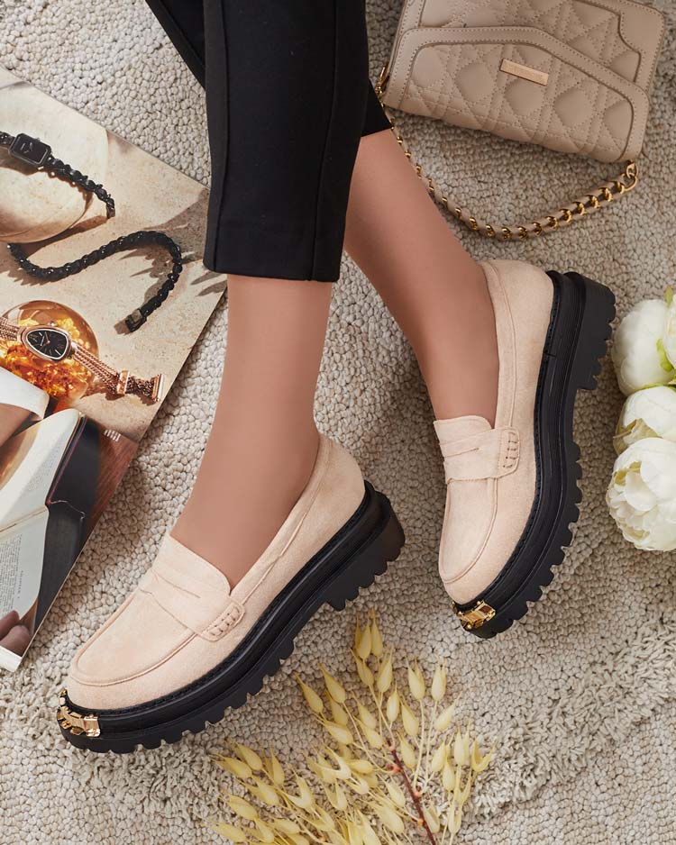 Smėlio spalvos eko odos mokasinai Giulia