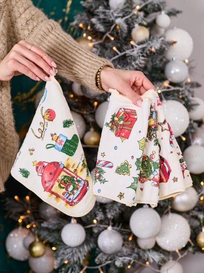 Набор кухонных полотенец Royalfashion Holiday из 4 штук С Рождеством
