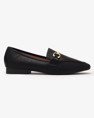 Черные женские мокасины с золотым украшением Suletta- Footwear