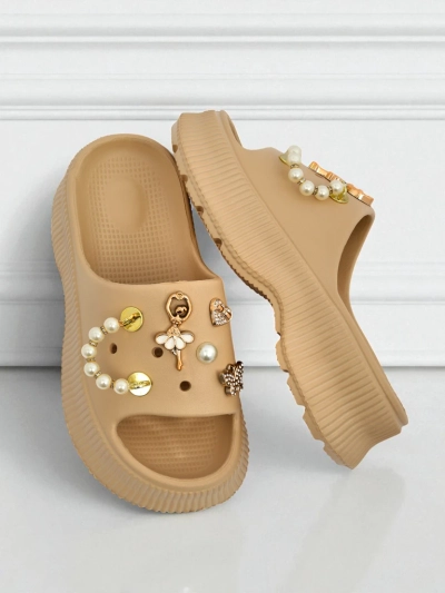 Royalfashion Женские резиновые сандалии с украшениями Slash Glam