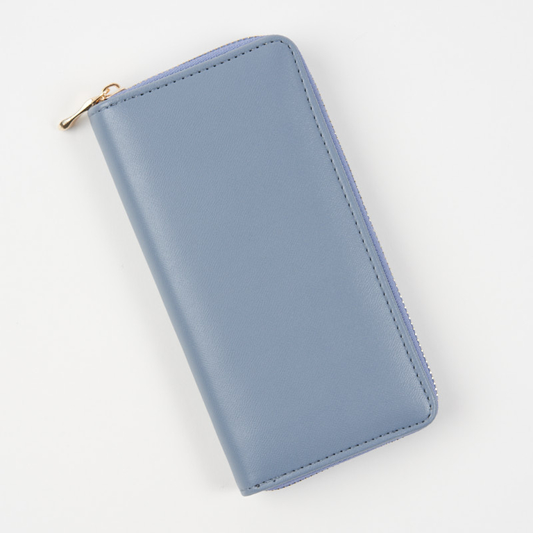 Большой синий женский кошелек из экологической кожи - Аксессуары