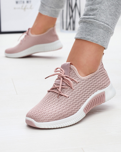 Розовые женские спортивные туфли из ткани Vobbu- Footwear