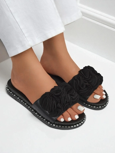 Royalfashion Женские шлепанцы на плоской подошве Flora Verde