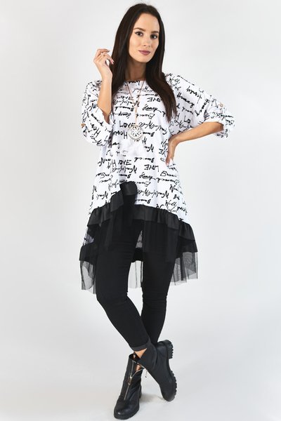 Biała bluzka z asymetrycznym dołem - Bluzki