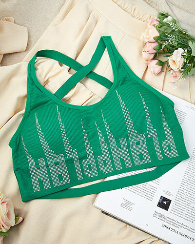 Royalfashion Женский спортивный бюстгальтер с цирконами