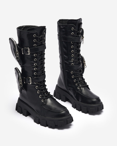 Juodi darbiniai batai su dekoratyviniais maišeliais ant viršaus Sello- Avalynė