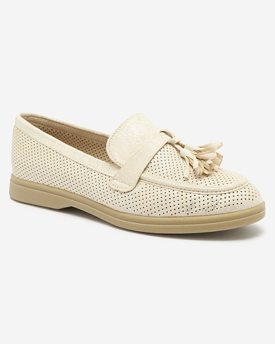 Кремовые женские мокасины с украшением Parffes- Footwear