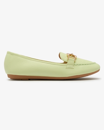 Žali eko odos moteriški mokasinai su puošyba Wiwet-Footwear