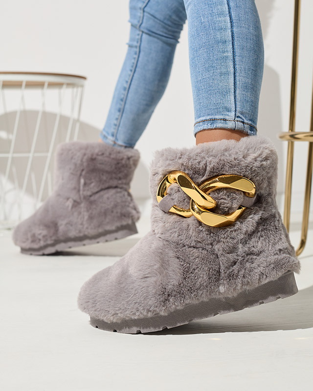 Pilki moteriški sniego batai su kailiu Sattopa- Avalynė