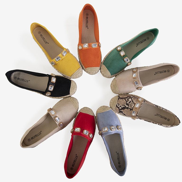 Зеленые женские эспадрильи на платформе со стразами Fenenna