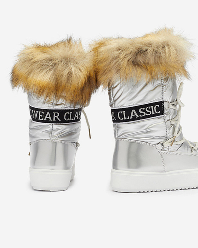 Moteriški sidabriniai lakuoti sniego batai Fursav - Avalynė