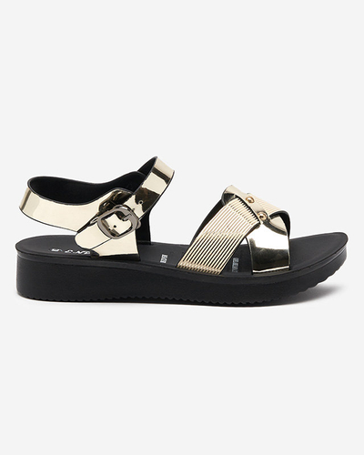 Patogi aukso spalvos plokščios basutės Pulqo- Footwear