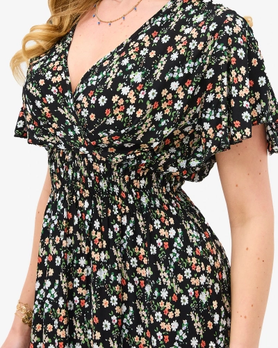 Черное женское цветочное платье-миди - Одежда