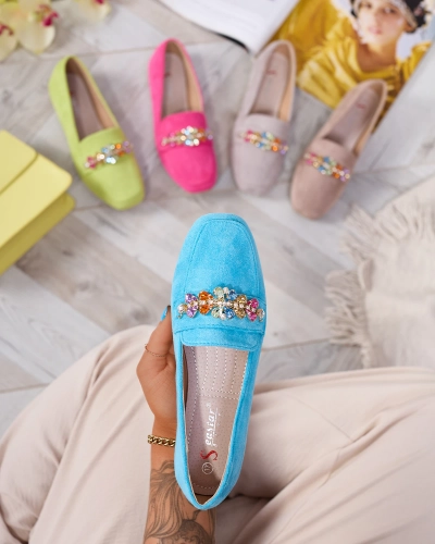Royalfashion Синие женские мокасины с кристаллами Olkeri