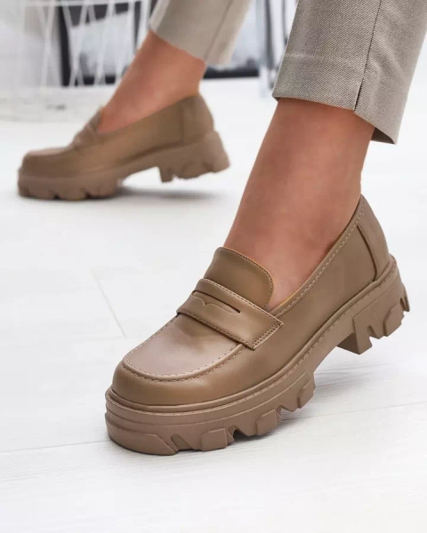 Šviesiai rudi moteriški mokasinai tvirtu padu Desika - Avalynė