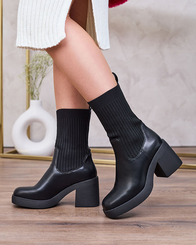 Royalfashion Черные женские тканевые сапоги Seopoli