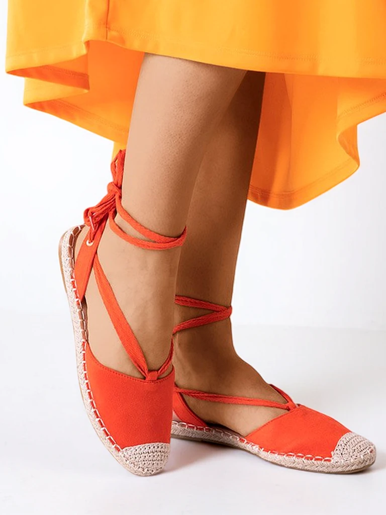 Oranžinės moteriškos surištos espadrilės Ninah - Batai