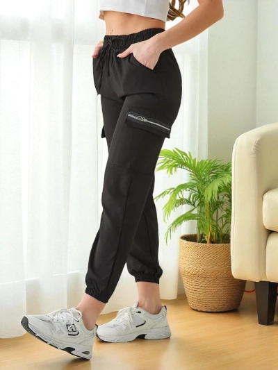 Pantaloni Elenna Sportiniai Ilgi Juodi su Kišenėmis
