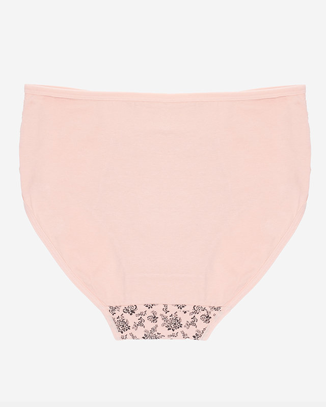 Rožinės moteriškos kelnaitės, gėlėtos kelnaitės aukštesniu liemeniu. PLIUSUS DYDIS - apatinis trikotažas