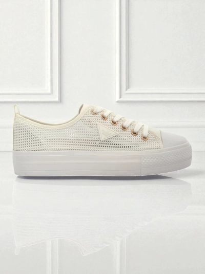 Women's White Ariadne Mesh Sneakers - Breathable Flat Sole Sneakers