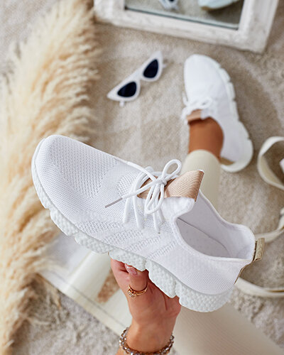 Baltos ir smėlio spalvos sportiniai bateliai moterims Baym - Avalynė