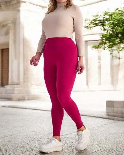 Бордовые женские бамбуковые леггинсы PLUS SIZE - Одежда