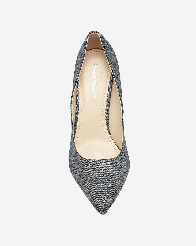 Графитовые голографические женские туфли на шпильке Soddo- Footwear