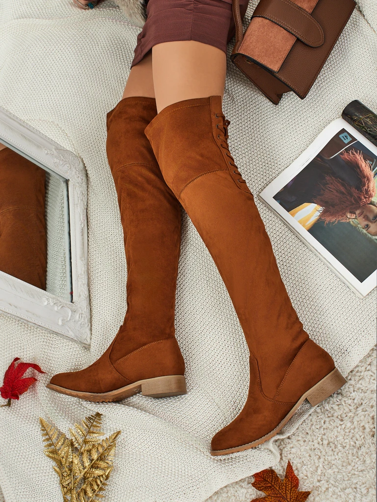 Moteriški ilgaauliai virš kelių eko zomšiniai Denvoria