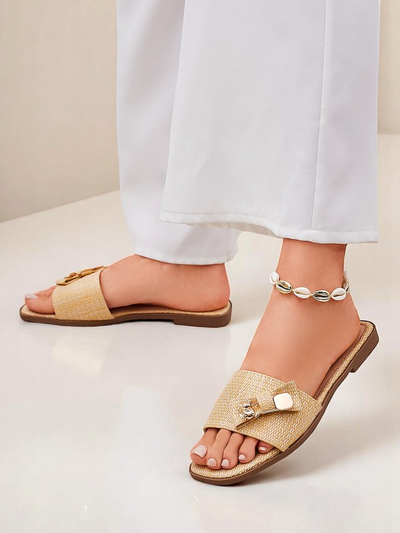 Royalfashion Moteriškos šiaudinės šlepetės Sandalai Aurelia