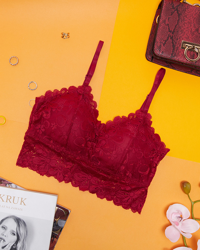 Bordo spalvos bralette liemenėlė su nėriniais - Apatiniai rūbai
