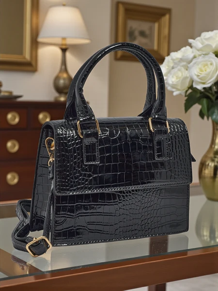 Lakuotas mažas moteriškas rankinukas iš eko odos Veluna