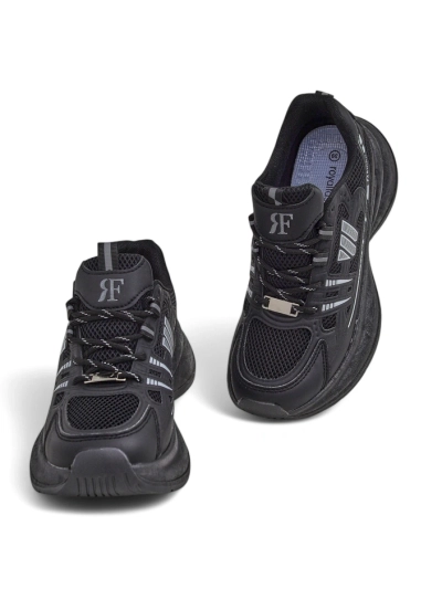 Спортивные женские туфли Royalfashion Hypatia черные на плоском каблуке 5 см