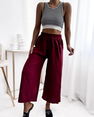 Royalfashion Бордовые женские брюки-кюлоты 7/8