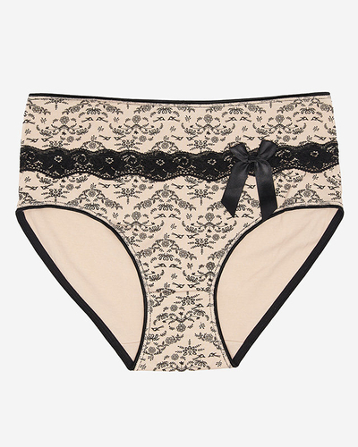 Трусики женские с принтом, цвет бежевый PLUS SIZE- Нижнее белье