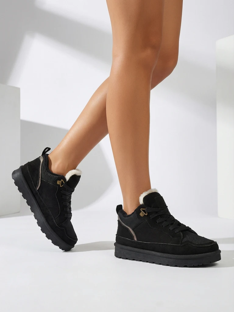 Moteriški sportbačiai „Diana“ juodi zomšiniai patogūs žiemai