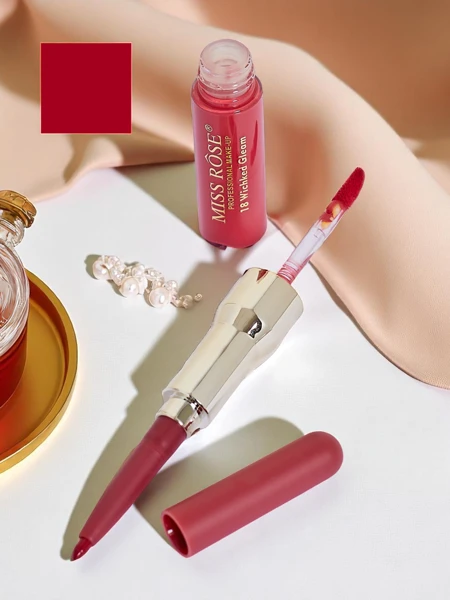 Skysti lūpų dažai ir lūpų kontūro pieštukas 2-in-1 Russian Red