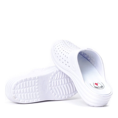 Białe gumowe klapki Sardo - Obuwie