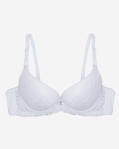 Белый женский бюстгальтер, украшенный кружевом - Нижнее белье