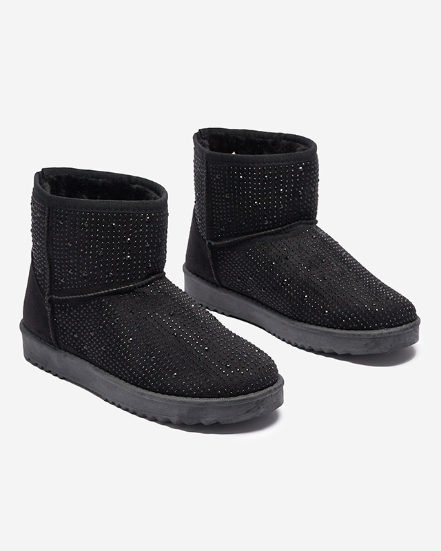 Черные женские сапоги со стразами Rudis