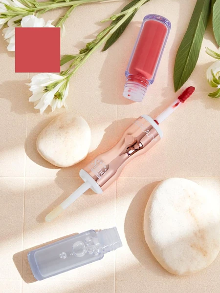 Lūpų dažai ir skaidrus lūpų blizgis 2–1 Švelniai rožinė