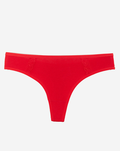 Moteriškos raudonos medvilninės kelnaitės su nėriniais - Apatiniai drabužiai