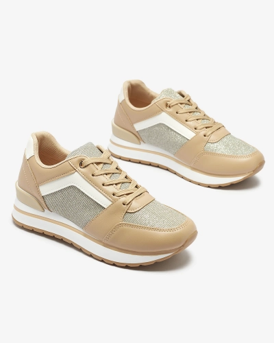 Royalfashion Светло-коричневые женские спортивные туфли с блестками Berilan