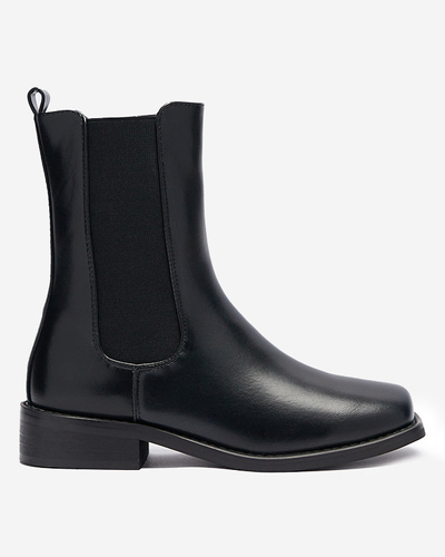 Высокие женские сапоги с квадратным носком черного цвета Sudis- Footwear