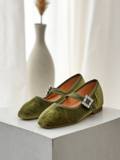 Royalfashion Женские балетки а-ля велюр с пряжкой и ремешком Enribes