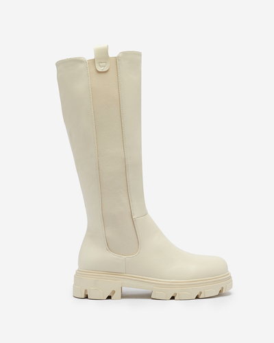 Кремовые женские сапоги на среднем голенище Vebissa- Footwear