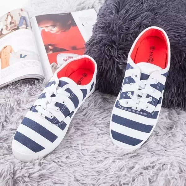 OUTLET Темно-синие женские кроссовки в полоску Seashell - Обувь