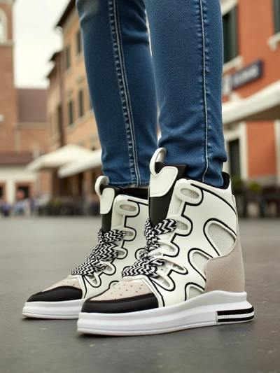 Royalfashion Высокие спортивные кроссовки для женщин с скрытой платформой Oblaffi