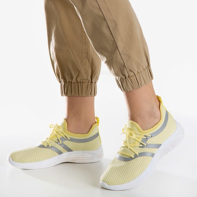 Żółte sportowe buty damskie z błyszczącym wykończeniem Epiphania - Obuwie