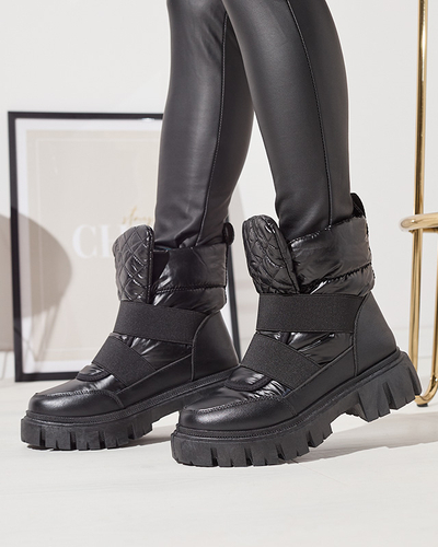 Женские сноубутсы на плоской подошве черного цвета Ferory- Footwear