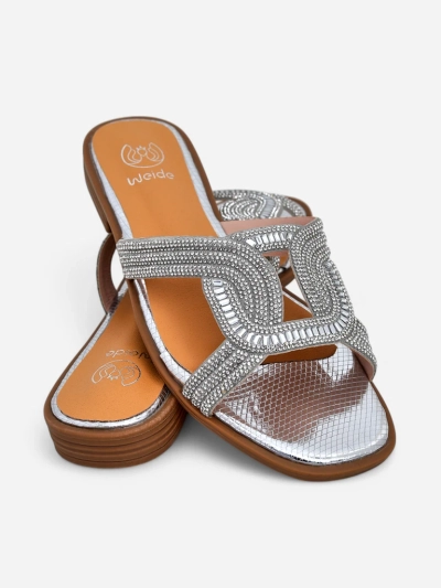 Royalfashion Ariadne Silver Sandals - Flat Heel, Eco-Leather